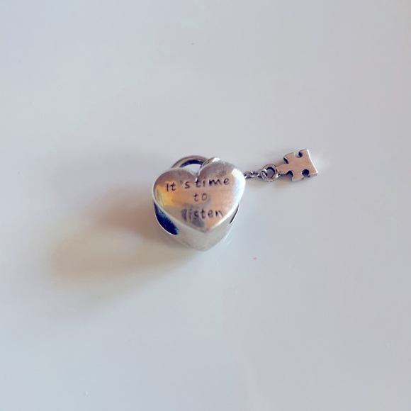 Pandora RARE Heart Puzzle Bead + Dust Bag - Picture 7 of 9